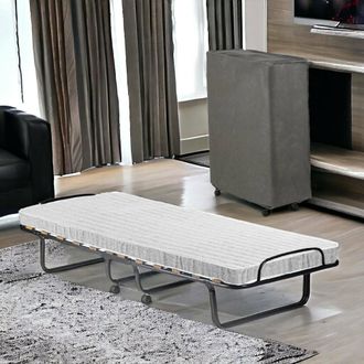Talamo Italia Cama Plegable Deva, Cama Plegable Con Somier De 12 L&aacute;minas, Colch&oacute;n Incluido, Cama Que Ahorra Espacio, 100% Made In Italy, 80x190h37 Cm, Funda Protect
