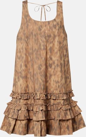 Ganni Ruffled printed cotton minidress