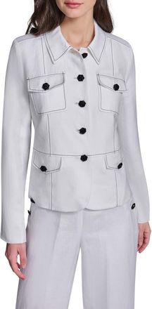 Karl Lagerfeld Linen Blend Jacket in Soft White at Nordstrom, Size 10