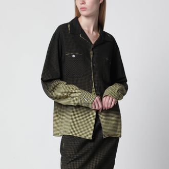 Maison Margiela Gradient check viscose shirt in yellow and black