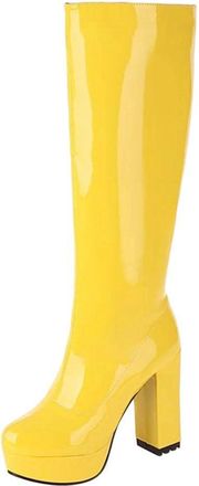 Generic Women Knee High Platform Boots Patent Leather Winter Fashion Outdoor Casual Boot