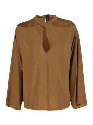 Federica Tosi Beige Blouse With Criss-Crossed Neckline And Rear Keyhole Closure In Silk Blend Woman