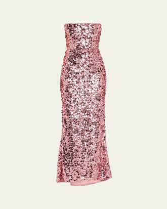 Bronx and Banco Farah Strapless Sequin Column Gown