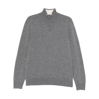 HUGO BOSS Turtlenecks, male, Gray, XL, Hemarlo Half-zip Jumper