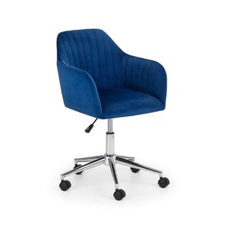 Julian Bowen Kahlo Office Chair Velvet Swivel Blue/Chrome - Julian Bowen | TJ Hughes Blue