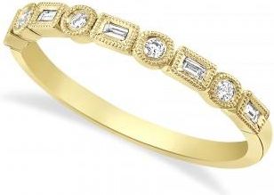 Allurez Antique Style Bezel Diamond Half Eternity Ring 14k Yellow Gold (0.14ct)