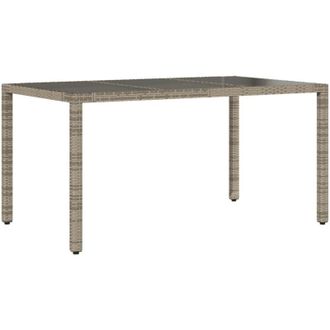 vidaXL Mesa De Jard&iacute;n Superficie De Vidrio Rat&aacute;n Pe Gris 150x90x75 Cm Vidaxl