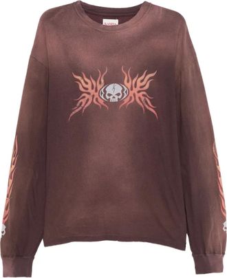 Bows & Arrows T-shirt met doodskop montuur - Bruin