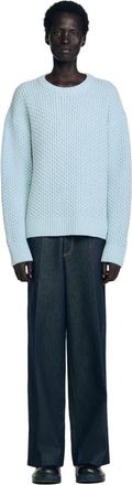 Sandro Honeycomb stitch wool sweater in Sky Blue at Nordstrom, Size Medium