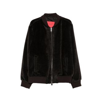 Isaia Varsity Faux-fur Ribbed-trim Bomber Jacket