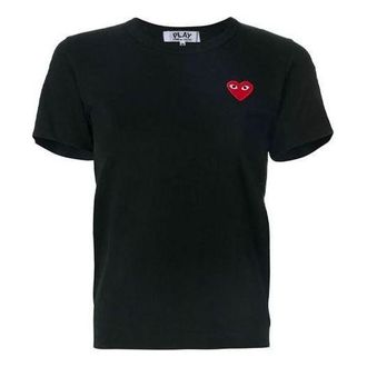Comme Des Gar&ccedil;ons (WMNS) COMME des GARCONS PLAY Basic T-Shirt Red Emblem Black P1T107-1