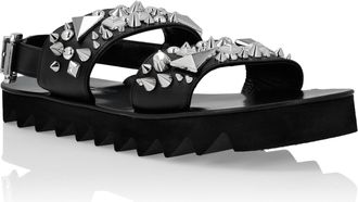 Philipp Plein Leather Sandals Studs