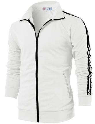 H2H Mens Active Slim Fit Track Lightweight Jacket Zip-up Long Sleeve, Cmoja0103-ivory, M