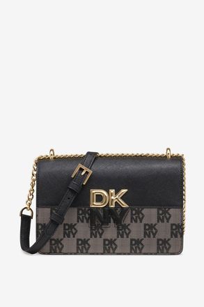 DKNY Echo Small Chain Flap Bag Logo Black