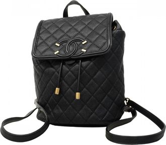 Chanel Black Grained Calfskin Backpack (Pre-Owned)