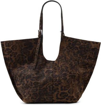 AllSaints Ara East West Leopard Print Suede Tote in Leopard Brown at Nordstrom