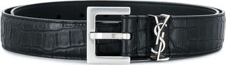 Saint Laurent Black CINTURA LOGO Belt