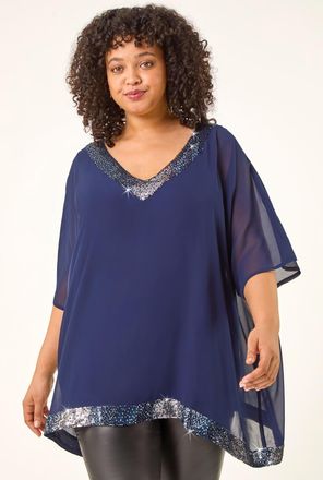 Roman Sequin Trim V-Neck Kaftan