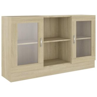 Berkfield Home Vitrine Cabinet Sonoma Oak 120x30.5x70 cm Engineered Wood in Light Beige