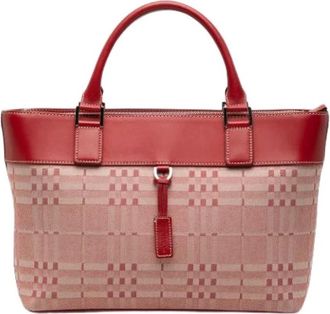 Burberry Pre-owned Vintage Canvas Handbag - Dames - Vintage Handtas - Rood - ONE Size - Vintage
