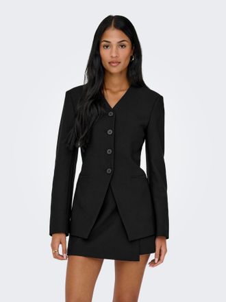 Only Jerseyblazer ONLY ONLLAMINA LIFE L/S FIT BLAZER TLR, Damen, Gr. 34, schwarz, Obermaterial: 97% Polyester, 3% Elasthan, unifarben, regular fit normal, 