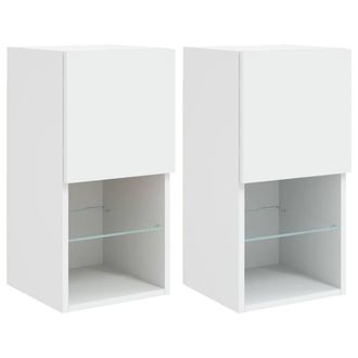 Berkfield Home TV Cabinets with LED Lights 2 pcs White 30.5x30x60 cm