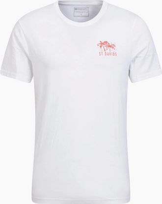 Mountain Warehouse Mens Mountain Warehouse Mens St Davids Printed Organic T-Shirt - White - Size: 44