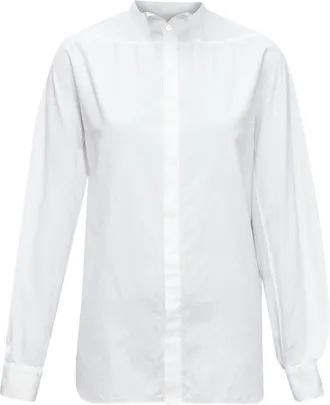 Lanvin white 100% cotton bow tie collar plain dress shirt EU37 XS