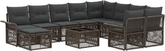vidaXL Conjunto De Sof&aacute;s De Jard&iacute;n 11 Uds. Gris Rat&aacute;n Sint&eacute;tico Vidaxl