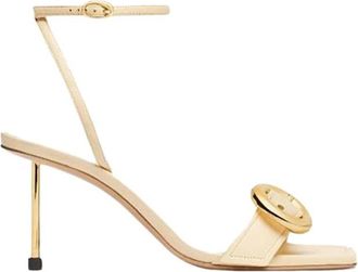 Jacquemus Sandales &agrave; boucles carr&eacute;-rond - Dames - Sandalen met hakken - Beige - 36 EU - Leer - Schoenen