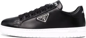 Prada (WMNS) PRADA Downtown Brushed Leather Sneakers Black White 1E904M_B4L_F0967_F_030
