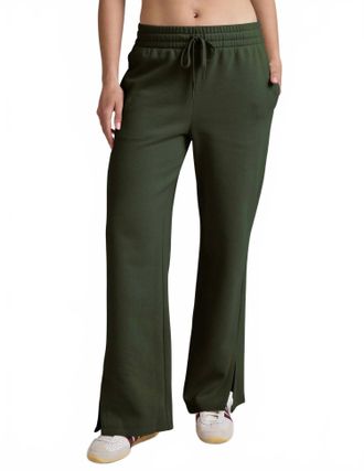 Beyond Yoga Luxefleece Side Slit Wide Leg Pant In Dark Olive