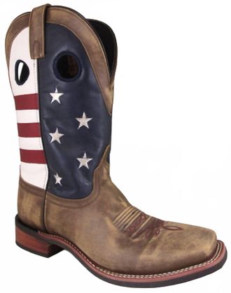 Smoky Mountain Boots Mens Stars And Stripes Leather Western Boots In Vintage Brown