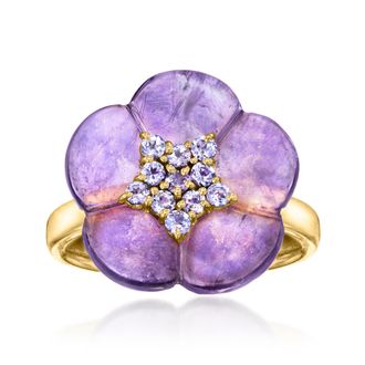 Ross-Simons Amethyst Flower Ring With. Tanzanites in 18kt Gold Over Sterling