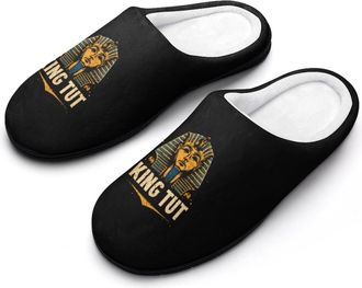 Generic Egyptian Pharaohs King Tut Mens Cozy Cotton Slippers with Memory Foam Lightweight Anti-skid House Shoes for Indoor Outdoor