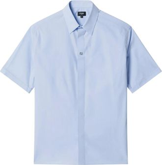 Fendi Short Sleeve Shirts, male, Blue, Size: M Shirt Boxy Fit