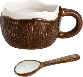 OEM Taza De Caf&eacute; De Cer&aacute;mica Con Cuchara, Taza De Coco, Taza Novedosa, Taza Est&eacute;tica, Regalo Elegante Para El Hogar/oficina, Aprox. 250-295 Ml