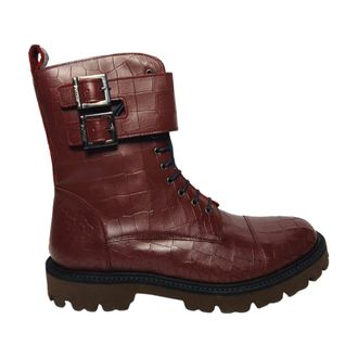 Pollini Lace-up Boots, female, Red, Size: 7 1/2 US stivali e stivaletti Pelle