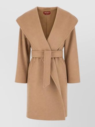 Max Mara hooded long coat belted waist pockets