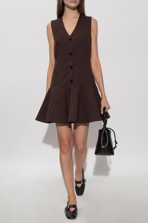 Ganni Plaid Pattern Dress, Womens, Brown