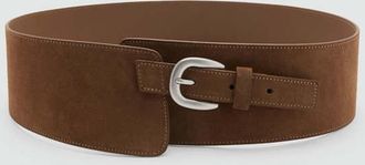 Mango Cintura larga pelle crosta di cuoio marrone - Donna - S - MANGO