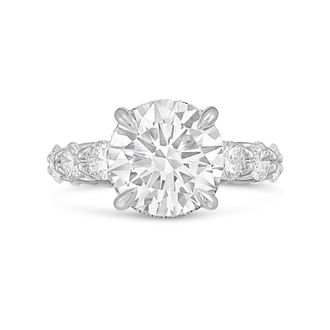 Diana M. Jewels Platinum lab grown 5ct Lab Grown Round Diamond Halo Ring with Diamond Accents