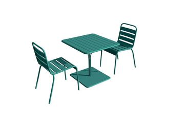 VENTE-UNIQUE.COM Conjunto de mesa y sillas para jard&iacute;n acero azul verdoso