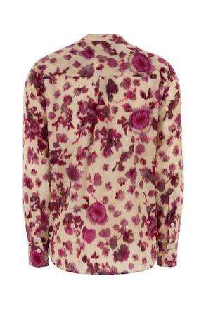 Isabel Marant Womens Printed Stretch Silk Rusak Shirt Pink Camicie