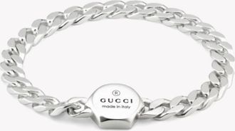 Gucci Trademark Wide Sterling Silver Link Bracelet - YBA779173001