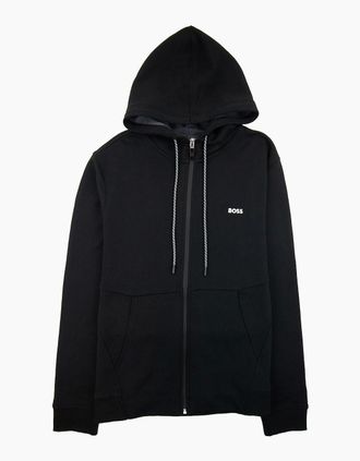 HUGO BOSS Mens Hugo Boss Saggy Embroidered Contrast Logo Zip Up Sweatshirt Black 001 - Size: 40/Regular