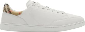 Burberry check leather sneakers - White