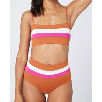 L*Space Rebel Stripe Bikini Top In Amber/bougainvillea/cream