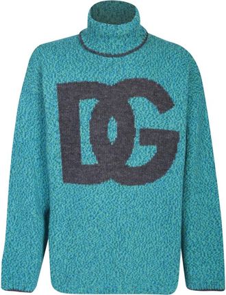 Dolce & Gabbana Jersey Met Logo - Heren - Coltruien - Groen - M - Wol - Truien & Vesten