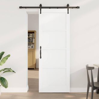 Berkfield Home Sliding Door with Hardware Set ORKDALWhite Solid Wood Pine